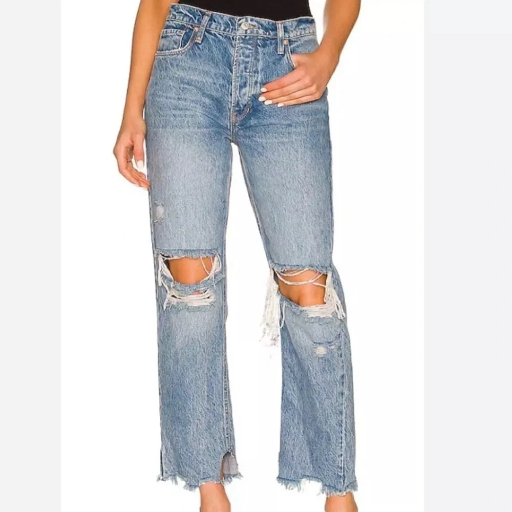 Free People Light Blue Distressed Boyfriend Jeans - Picture 6 of 13